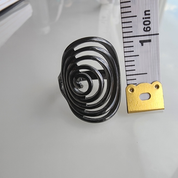 Premier Designs "Groovy" black hematite coated fashion ring size 9 - Picture 12 of 13